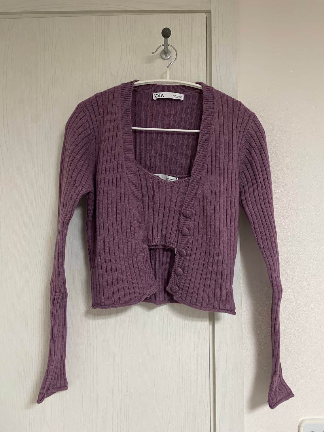 자라 보라색 가디건 슬리브리스 세트 상품이미지1