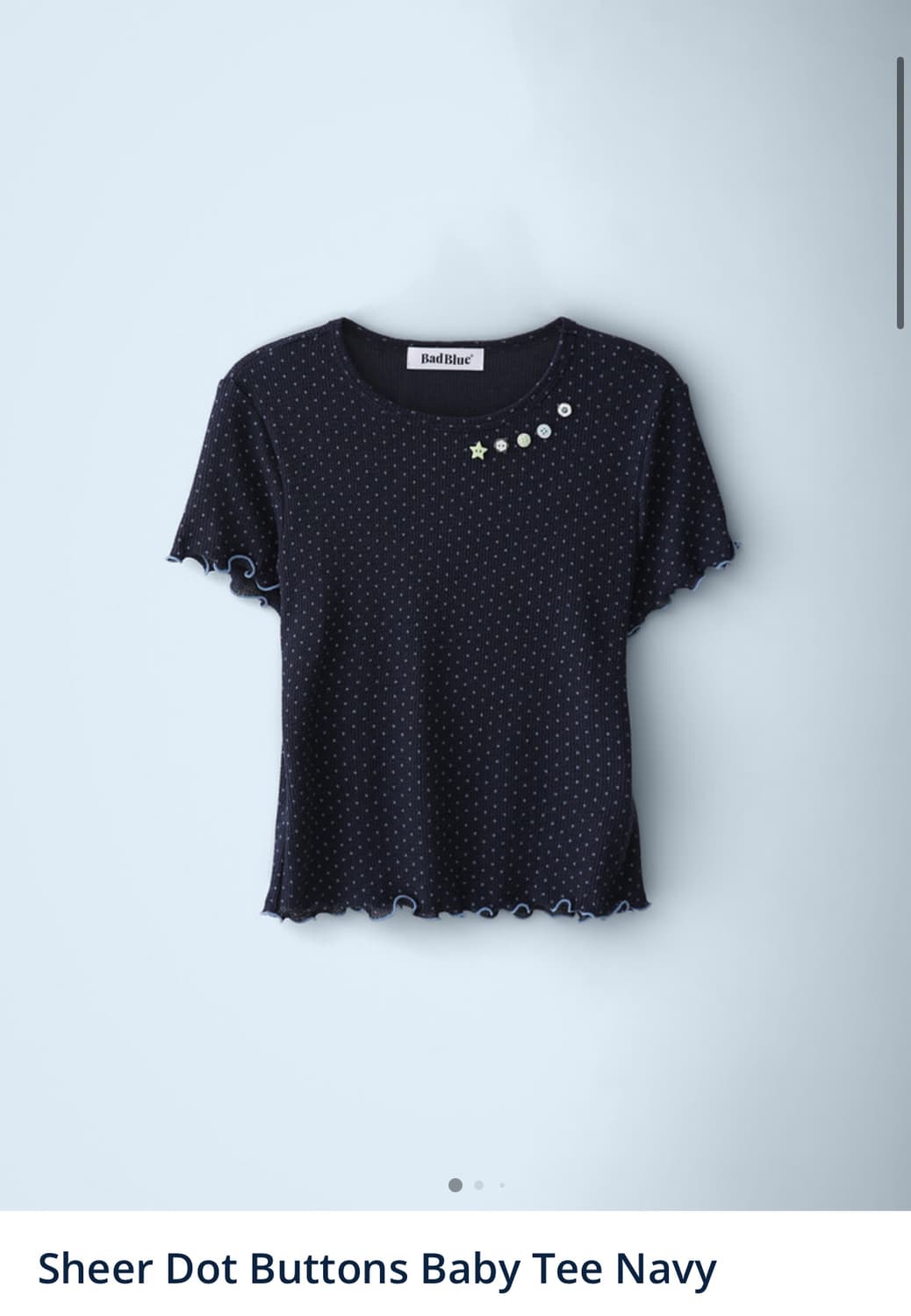Sheer Dot Buttons Baby Tee Navy 상품이미지1