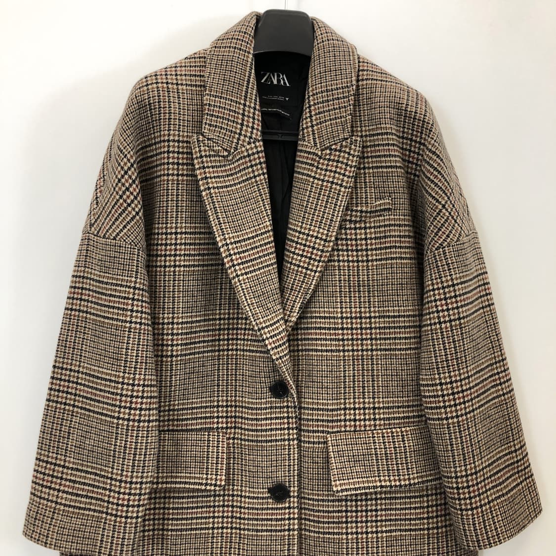 자라우먼 글렌체크 오버 라나울 코트 L  상품이미지2