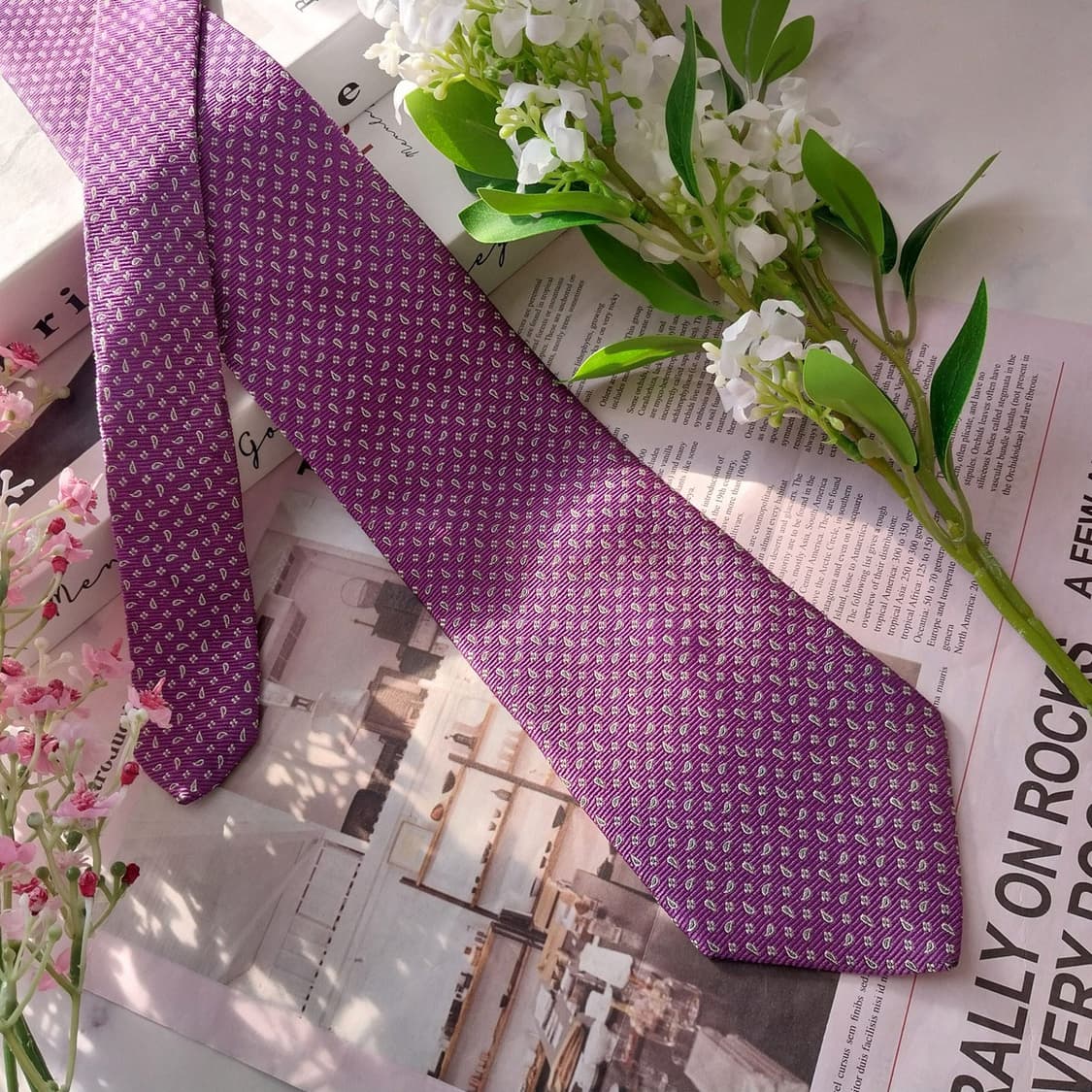 브룩스브라더스 실크 퍼플 패턴 넥타이 8.5cm A등급 K1715
 상품이미지4