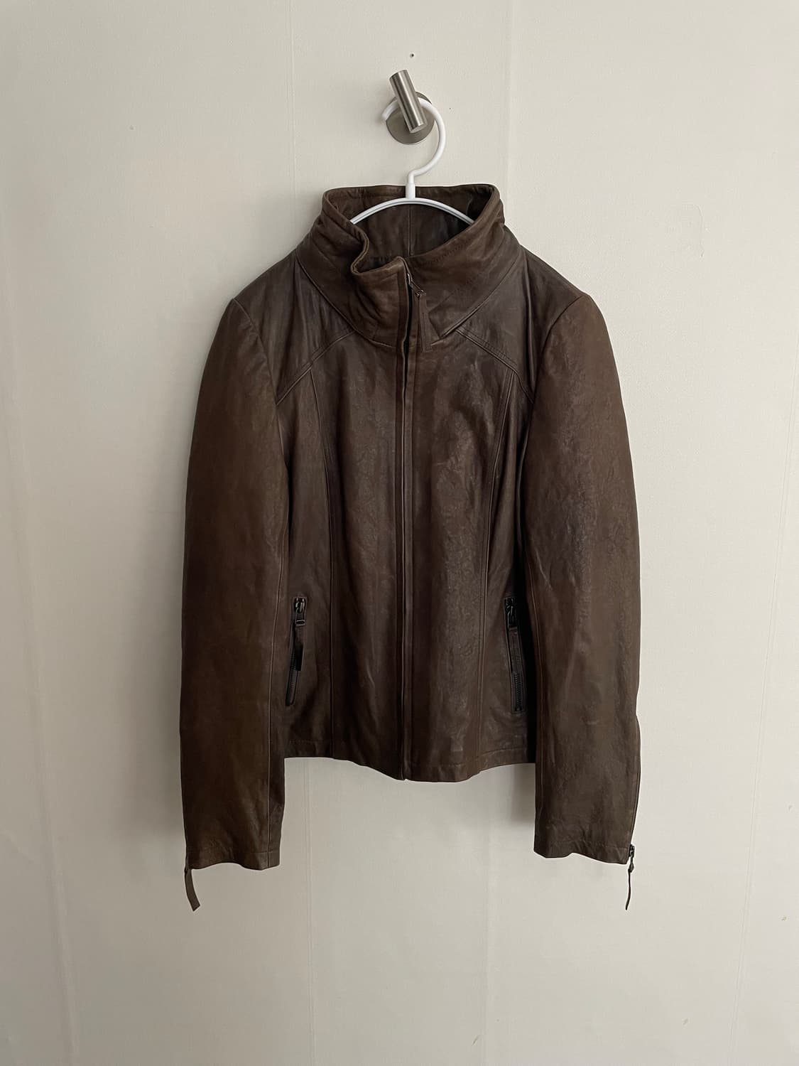 빈티지 퍼후디 레더 자켓 상품이미지5