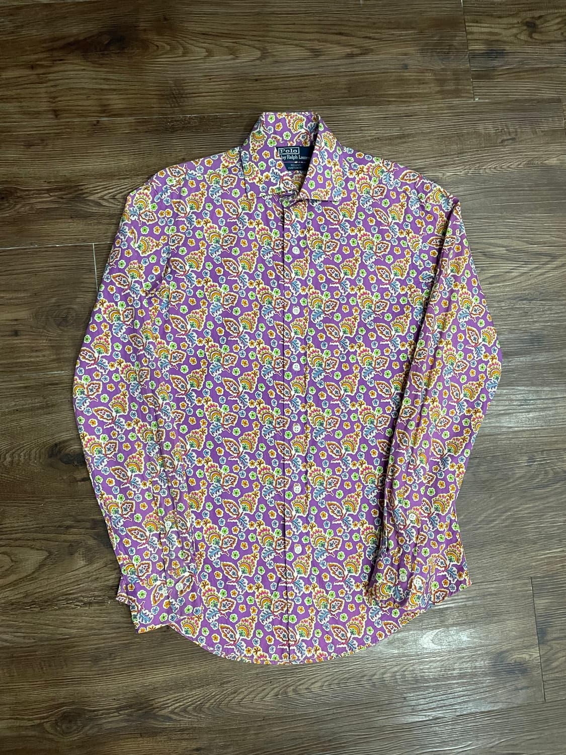 폴로 와이드카라 페이즐리 패턴 셔츠 퍼플 상품이미지3