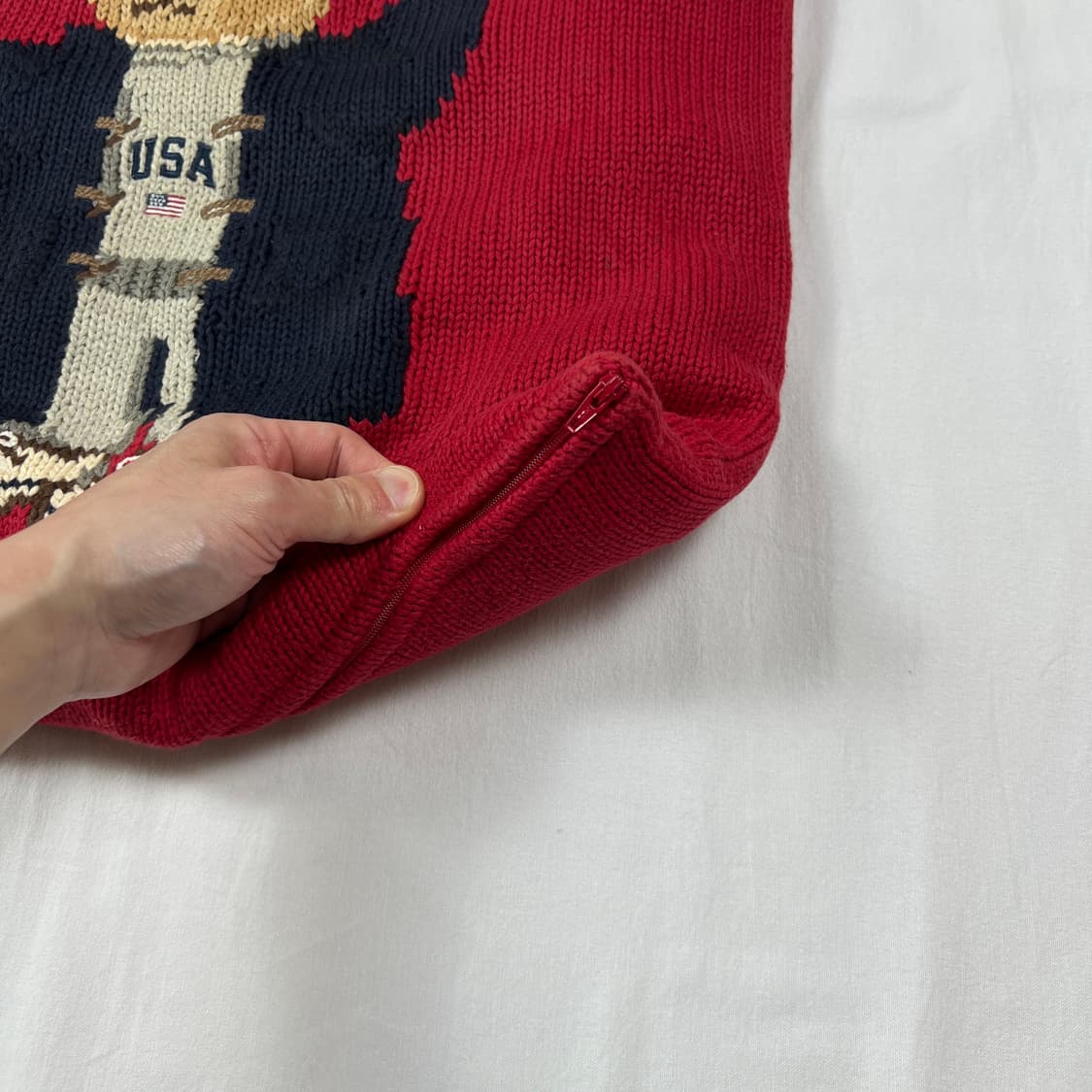 90‘s 폴로랄프로렌 polo rl67 베어 니트 쿠션 커버 상품이미지4