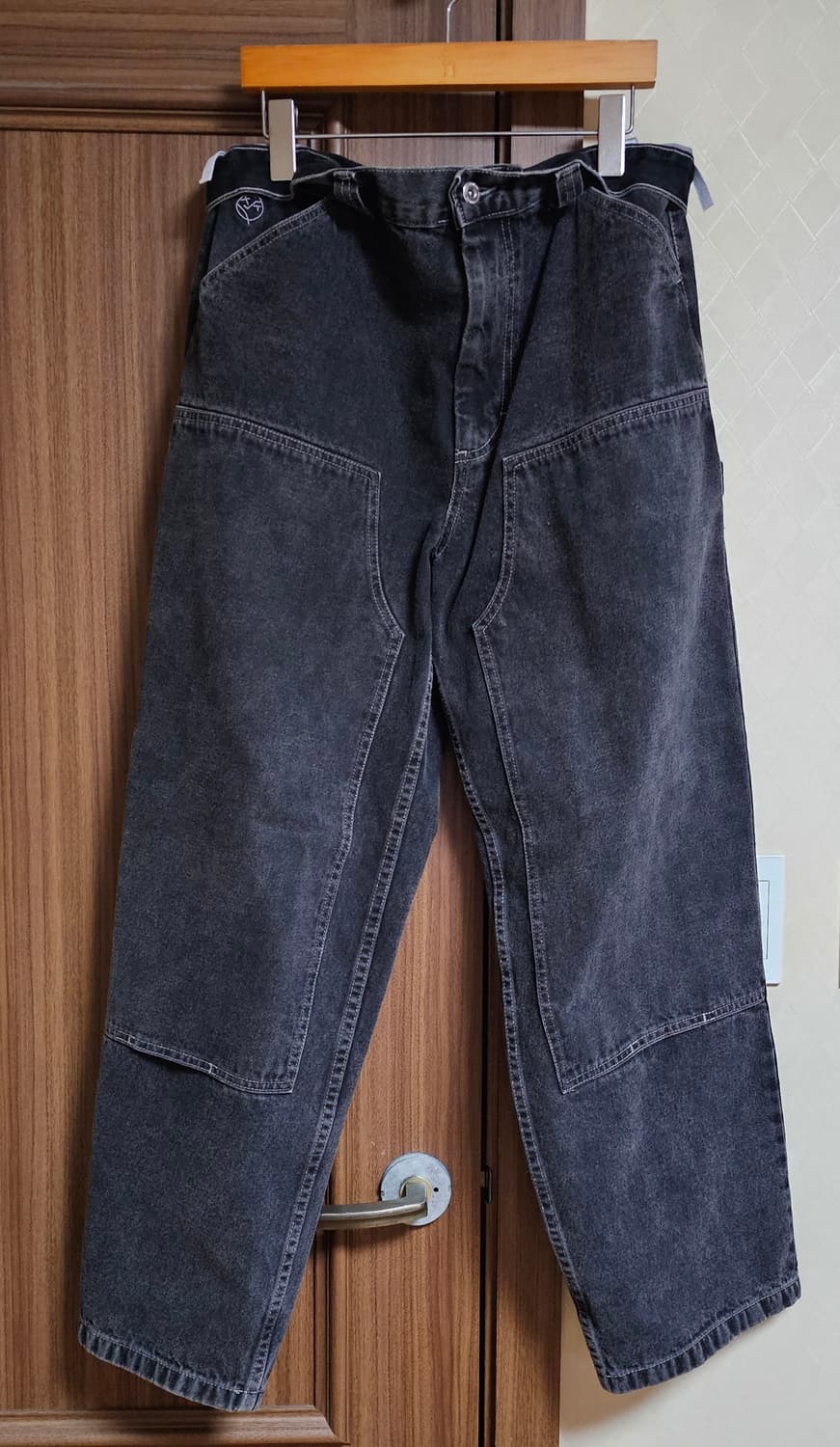 폴라스케이트 빅보이 진 실버블랙 워크팬츠 더블니 M 상품이미지2