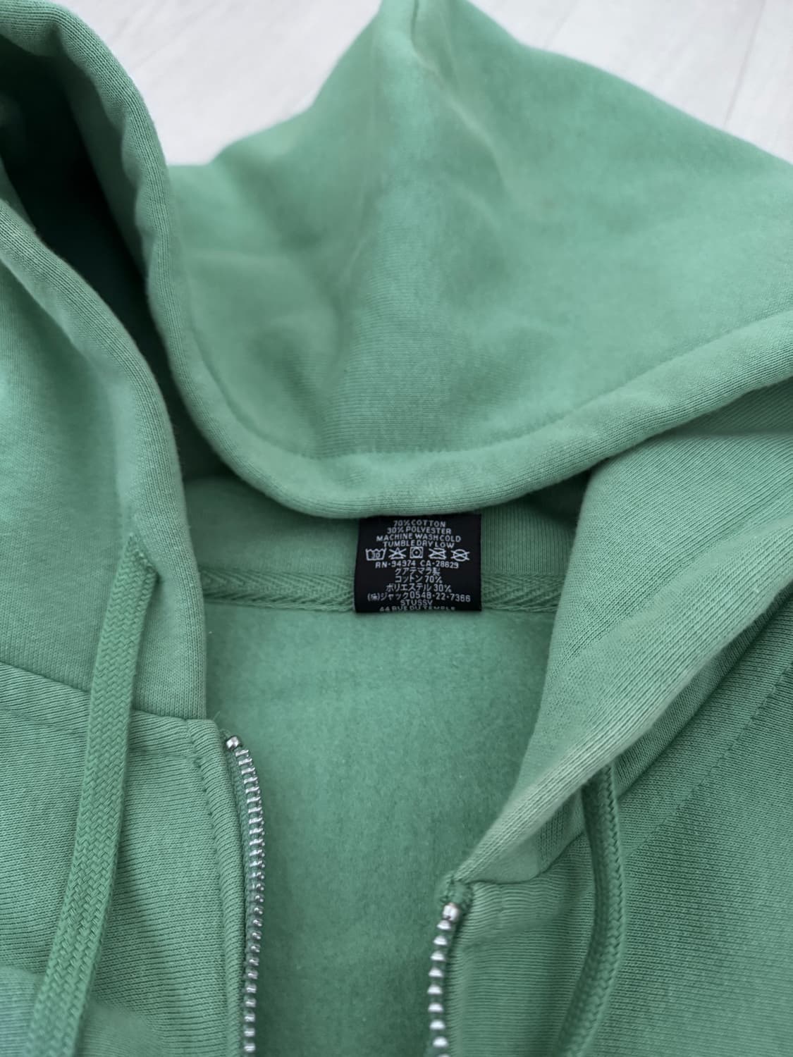 스투시 스탁 로고 후드집업 워시드 제피르 그린 상품이미지2