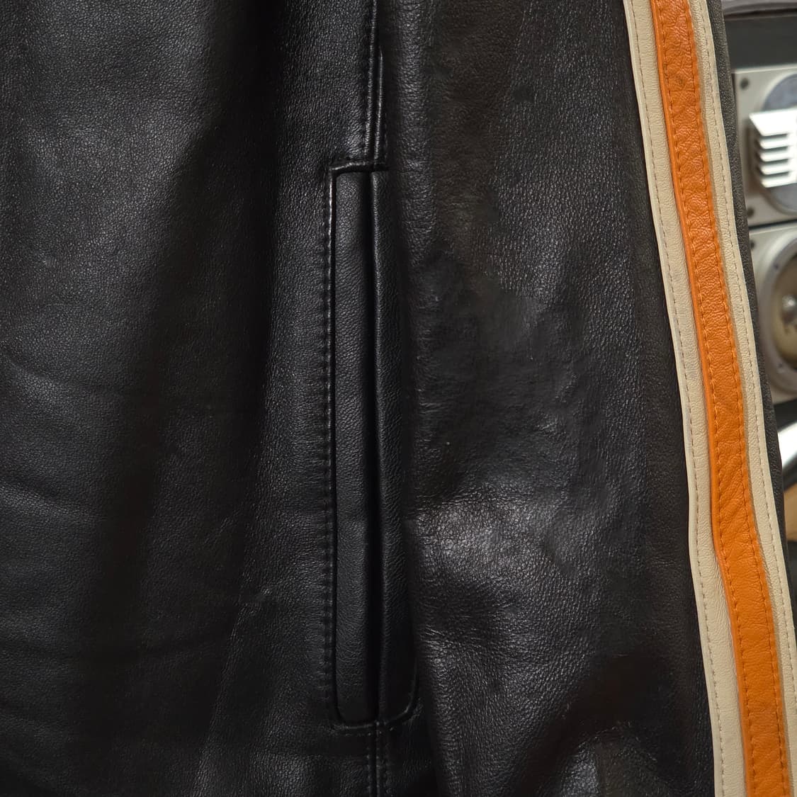 빈티지 사이드 라인 레이싱 무드 양가죽 자켓 상품이미지4