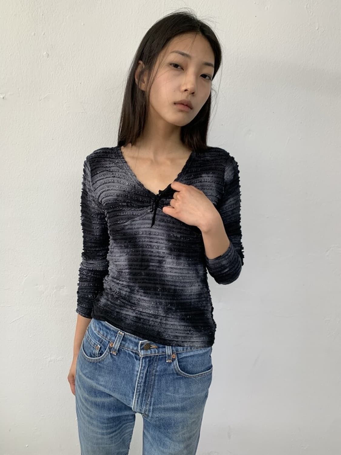 Tie-dyed frill long sleeve 상품이미지1