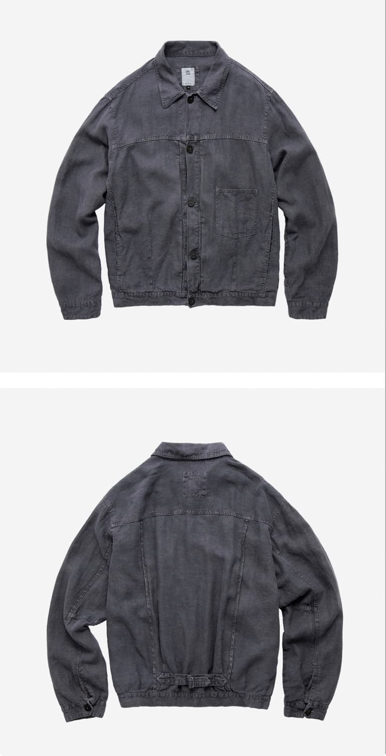 폴리테루 린넨 트러커 자켓 블루 4 size 상품이미지3