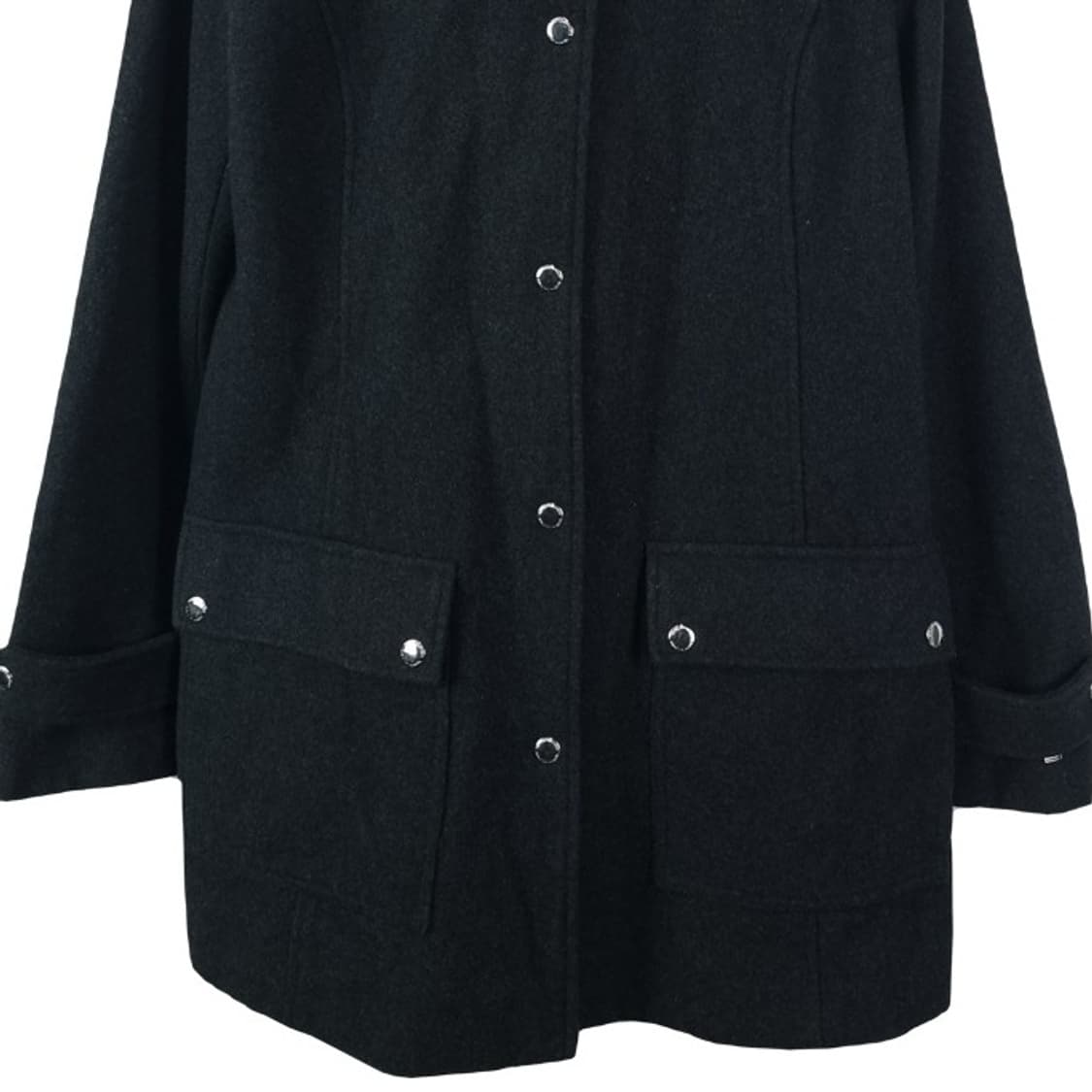 [타미힐피거] 집업 넥 레어이더 모직 후드 코트 챠콜 M18618 상품이미지5