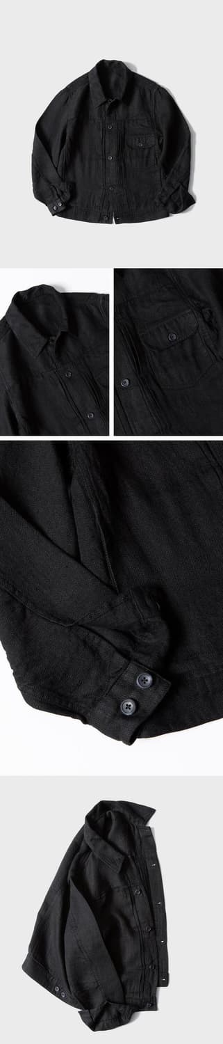 퍼스트플로어 린넨 트러커 자켓 블랙 상품이미지2