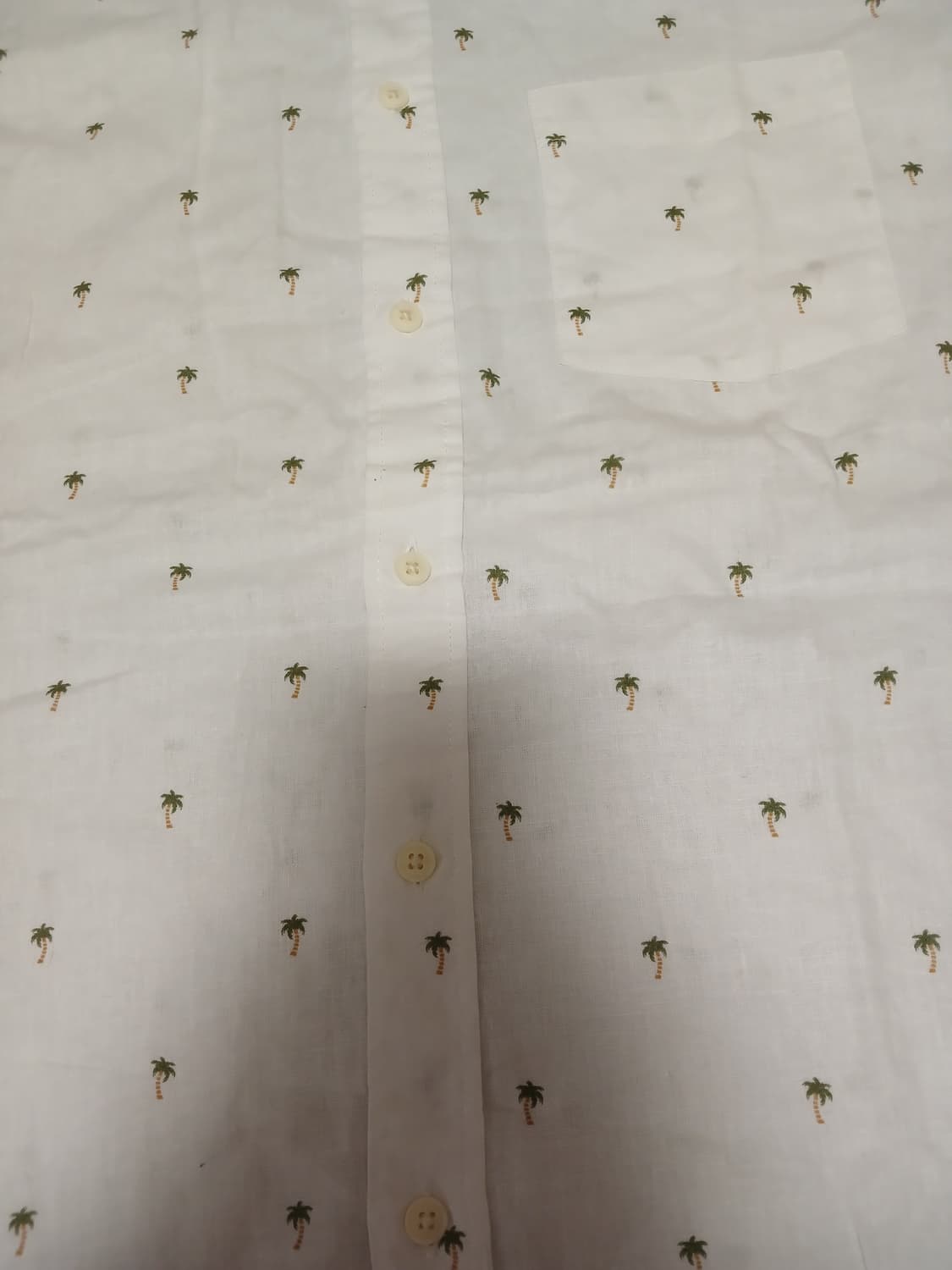 H&M 야자수 패턴 화이트 린넨 반팔셔츠 상품이미지3