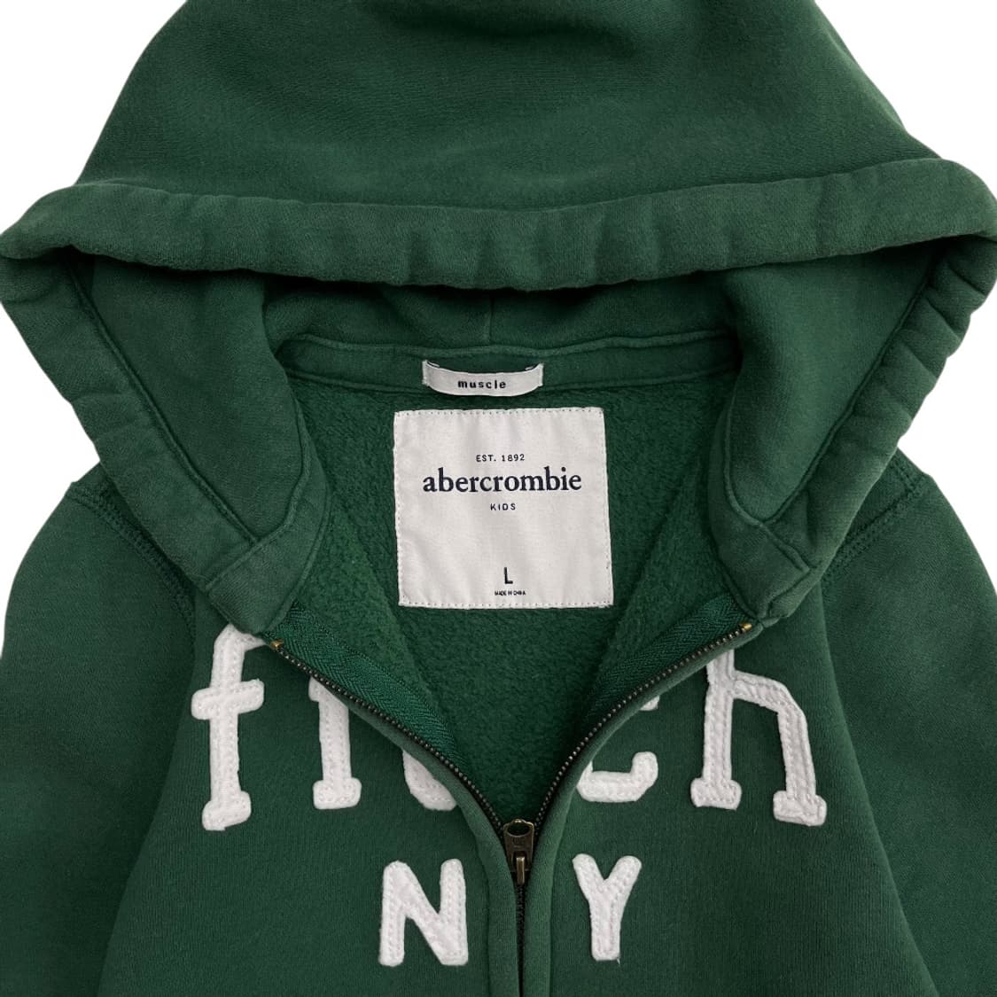 아베크롬비 센터로고 딥그린 후드집업 L 상품이미지5