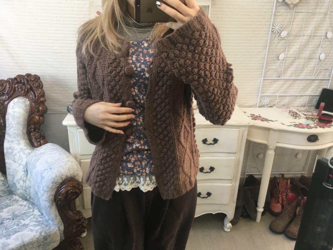 Set)하구미 잔꽃레이스티 + 모리 울 가디건 상품이미지6