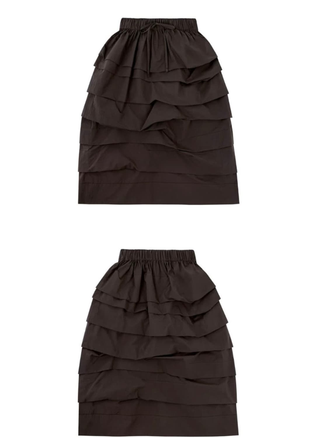 노컨텐츠 나일론 핀턱 스커트 브라운 상품이미지2