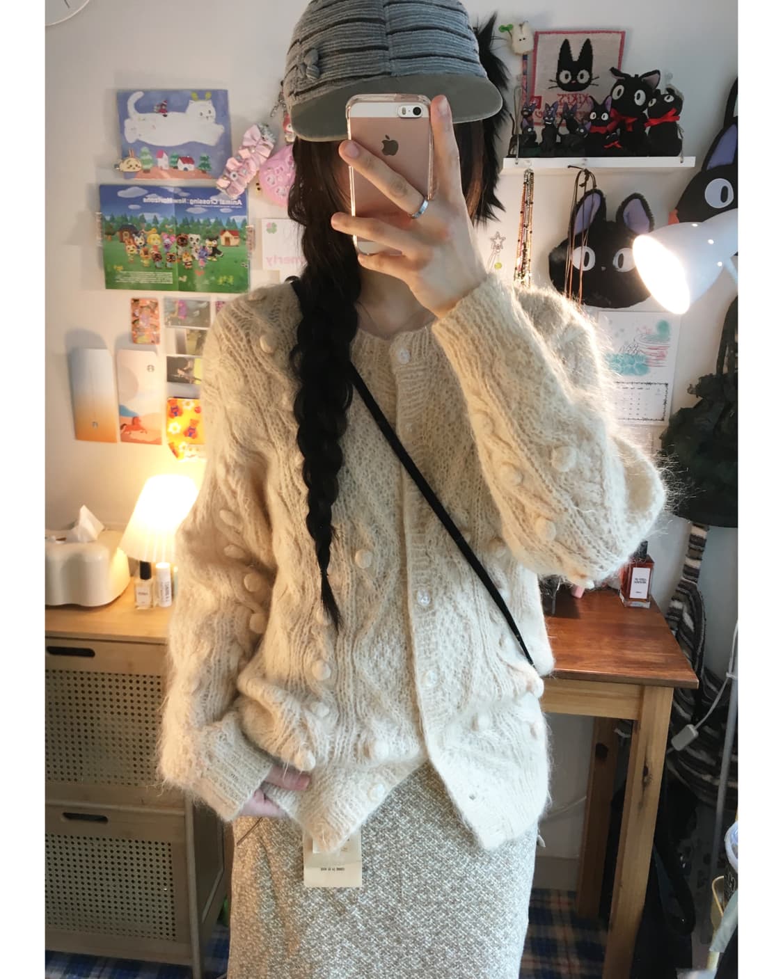 VINTAGE CABLE KNIT CARDIGAN BEIGE 상품이미지1