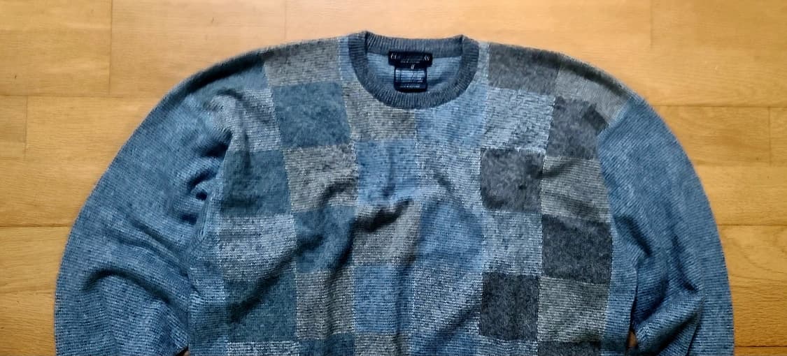 Clan Douglas 스코틀랜드산 캐시미어 95% 블록체크 니트 상품이미지4