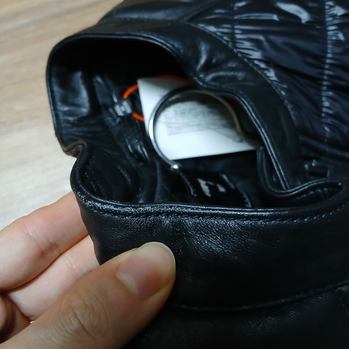 택붙은 미사용 SUPERDRY 슈퍼드라이 가죽 퀄팅 바이크 자켓 상품이미지8