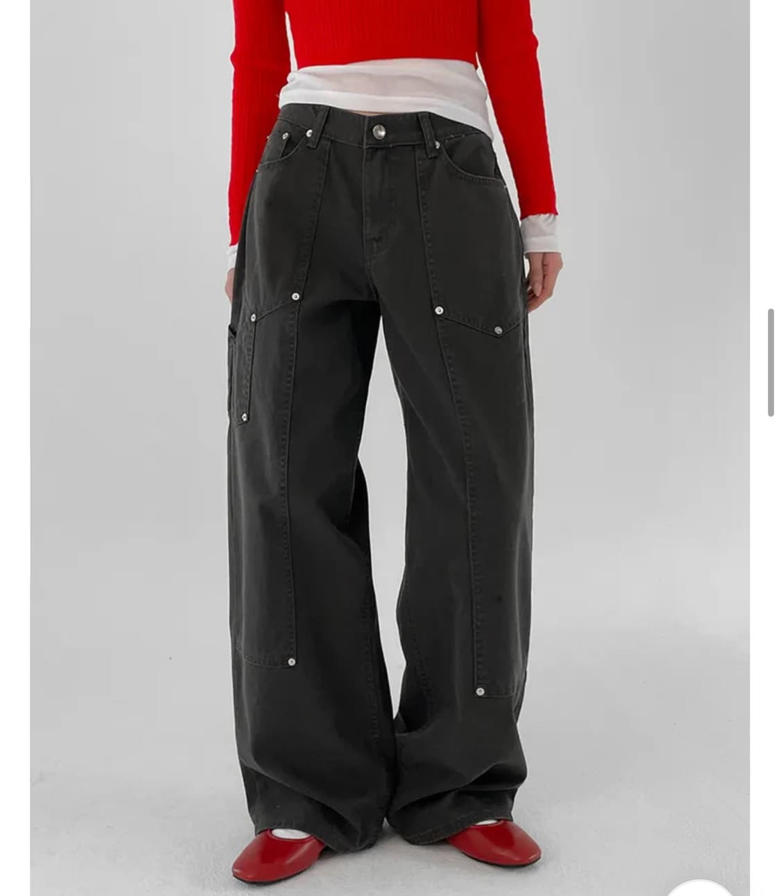 ootj 블랙업 리벳 카펜더 와이드 코튼팬츠 상품이미지3