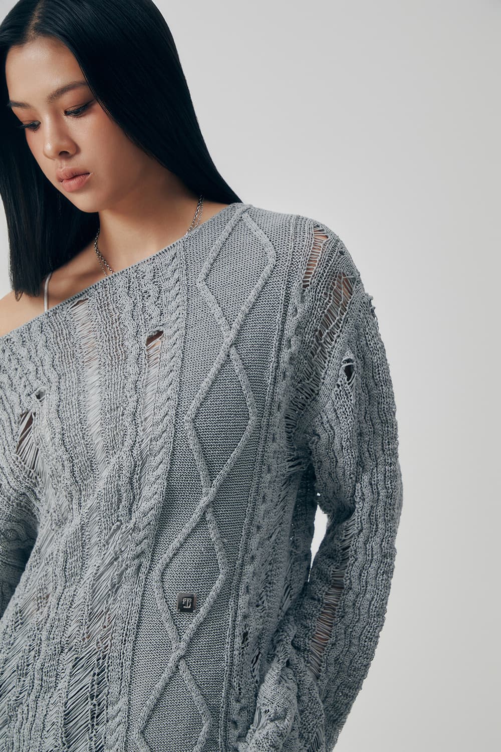 트리밍버드 원숄더 니트 상품이미지2