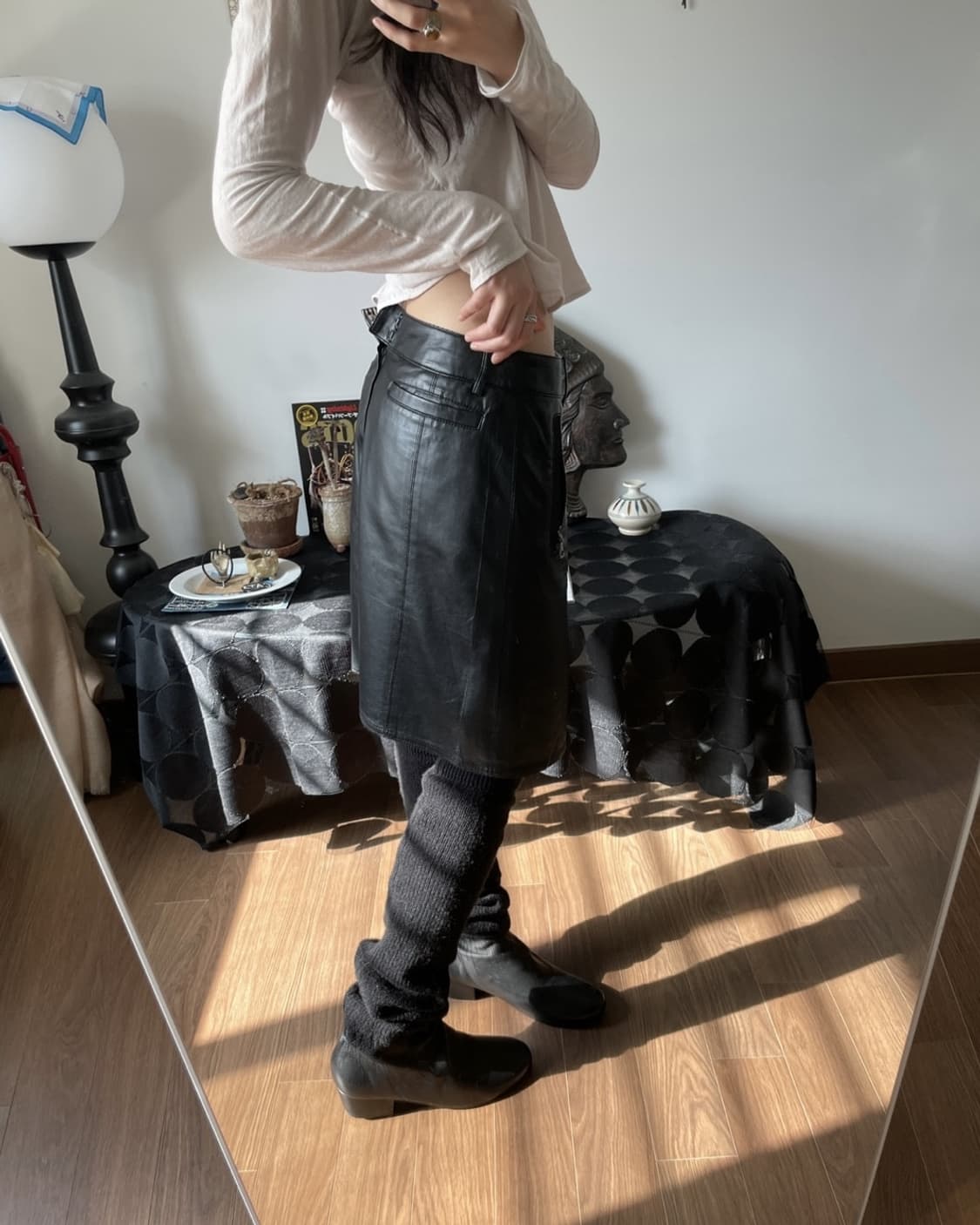 LANVIN sport : 랑방 레더 미디 스커트 상품이미지4