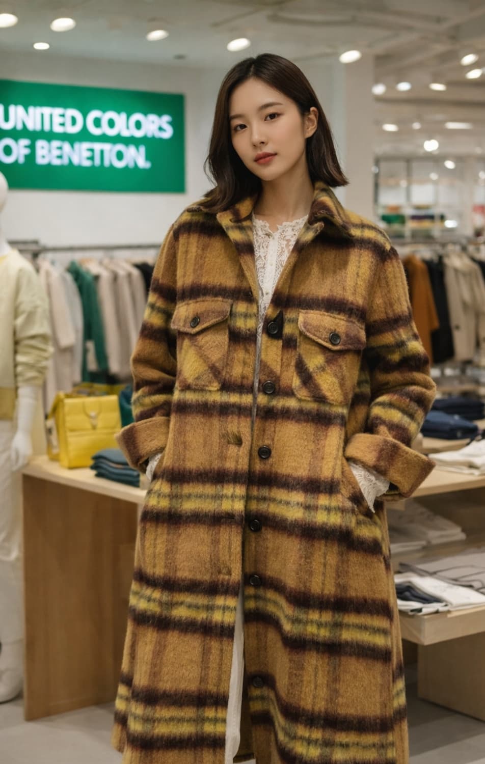 베네통 펠트울 셔츠 아우터 상품이미지1