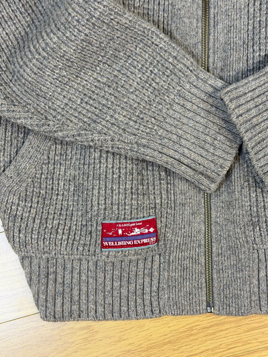 웰빙익스프레스 와플 니트 집업 그레이 S 상품이미지5