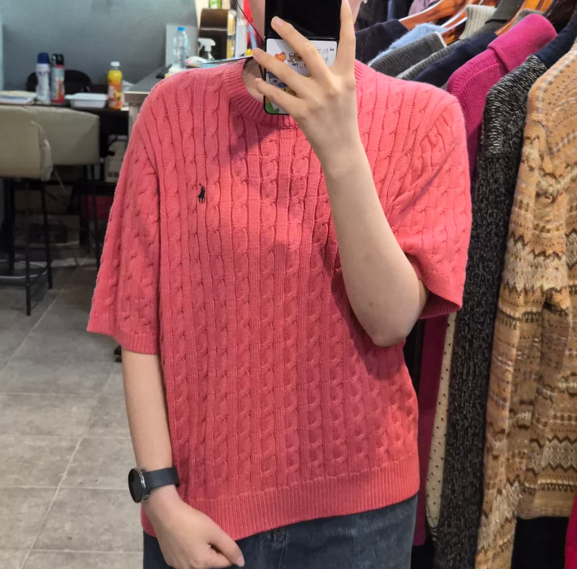 [NO.9] 폴로 랄프 로렌 핫핑크 반팔 꽈배기 니트 상품이미지2