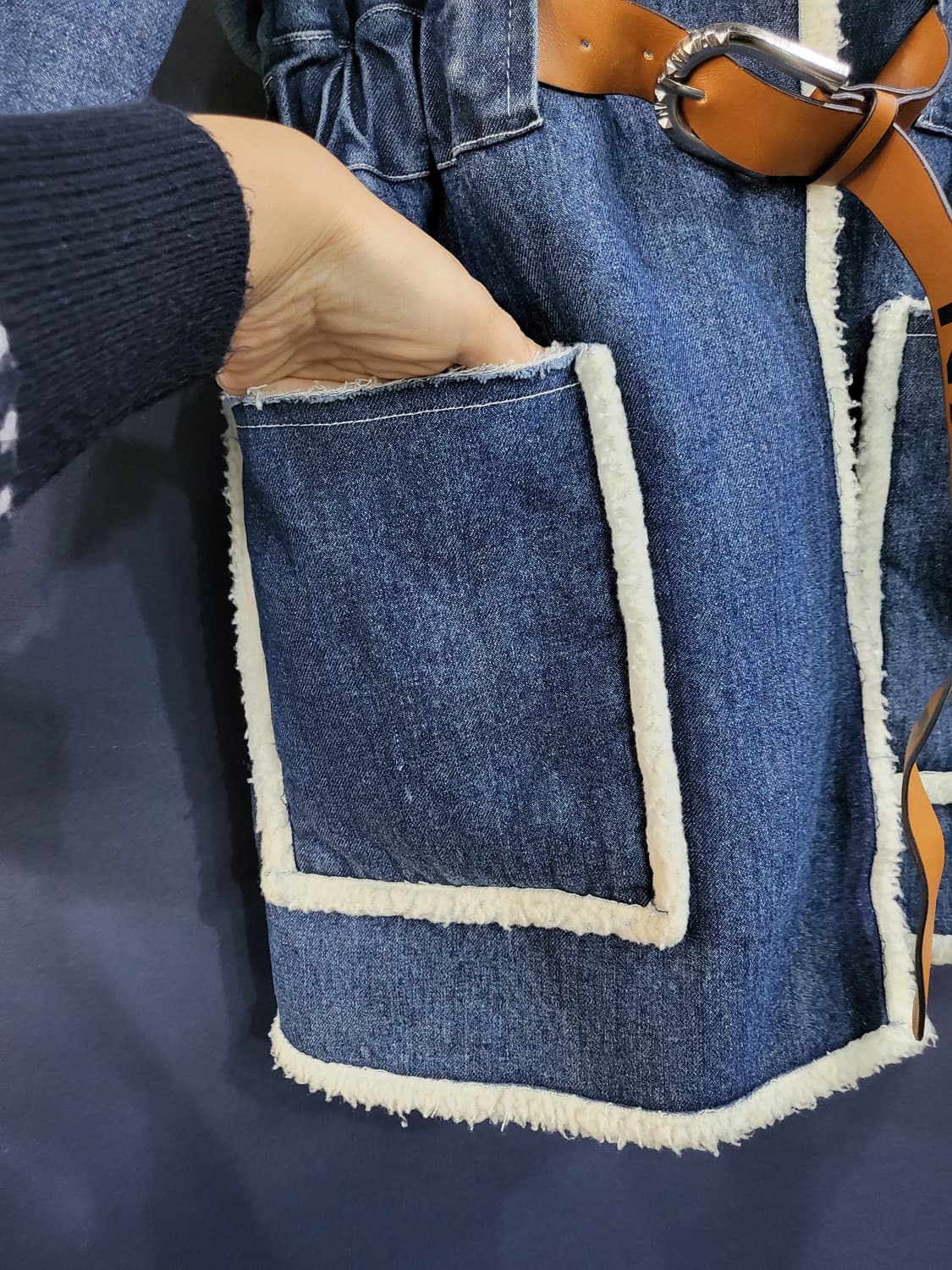 데님 후드 양털 자켓 상품이미지4