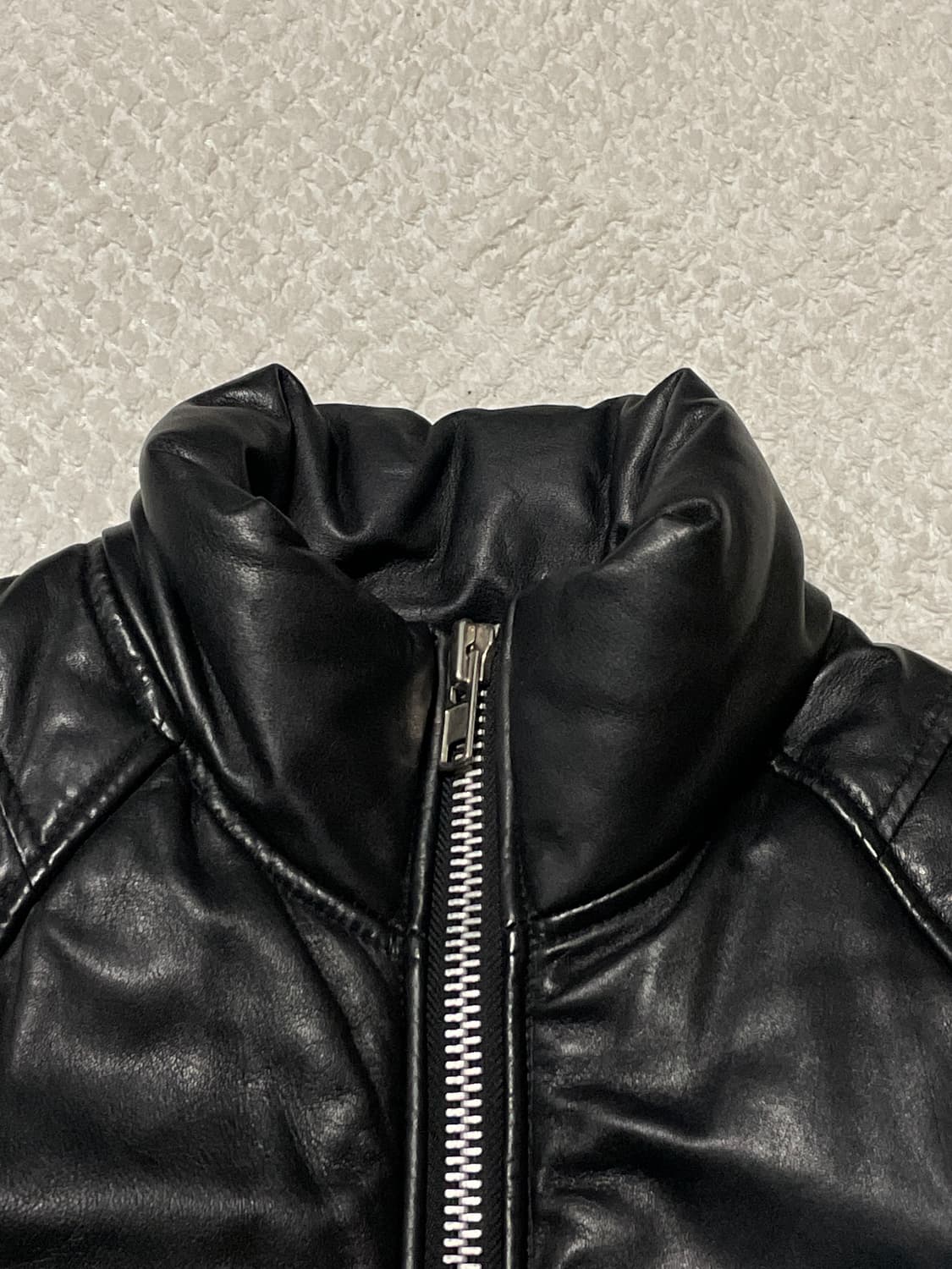 광희시장 웨스턴 무드 램스킨 양가죽 바이커 패딩 레더 자켓 상품이미지4