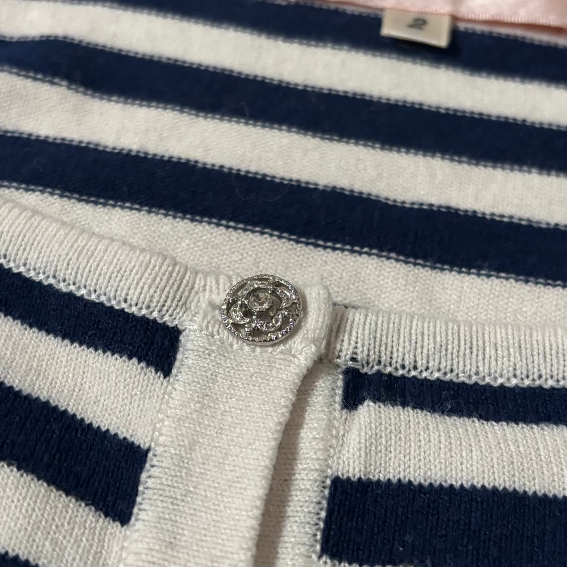 일본빈티지 네이비 스트라이프 레이스포인트 가디건 상품이미지5