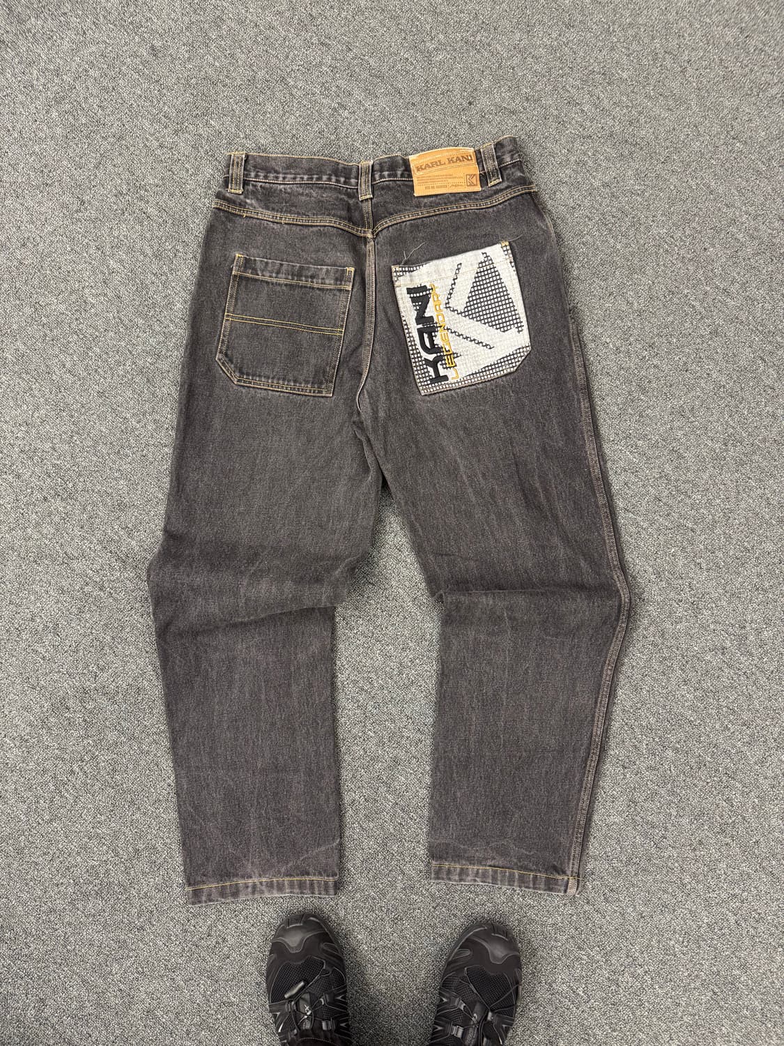 칼카니 빈티지 Y2K 자수 포인트 흑청 힙합팬츠 상품이미지4