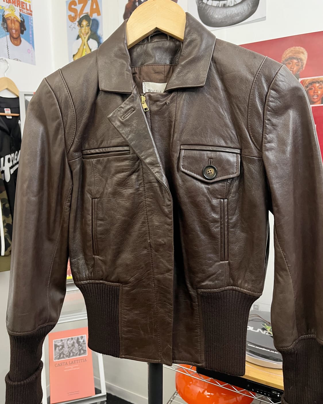 올드 빈티지 브라운 레더 바이커 자켓 상품이미지6