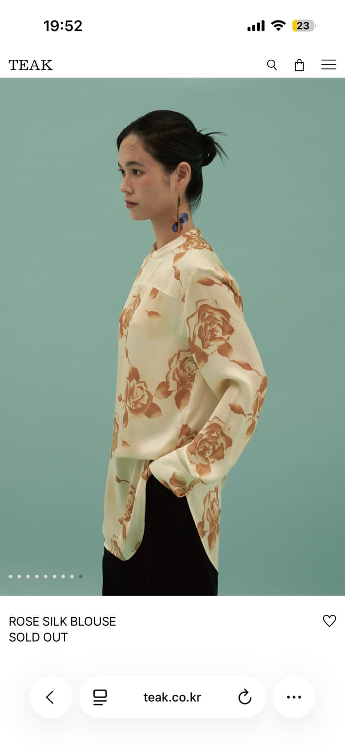 티크 로즈 실크 블라우스 상품이미지3