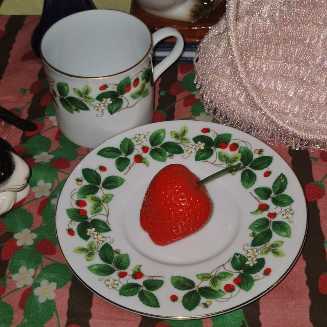 80s 케이토 딸기 넝쿨 도자기 찻잔 1세트 상품이미지7