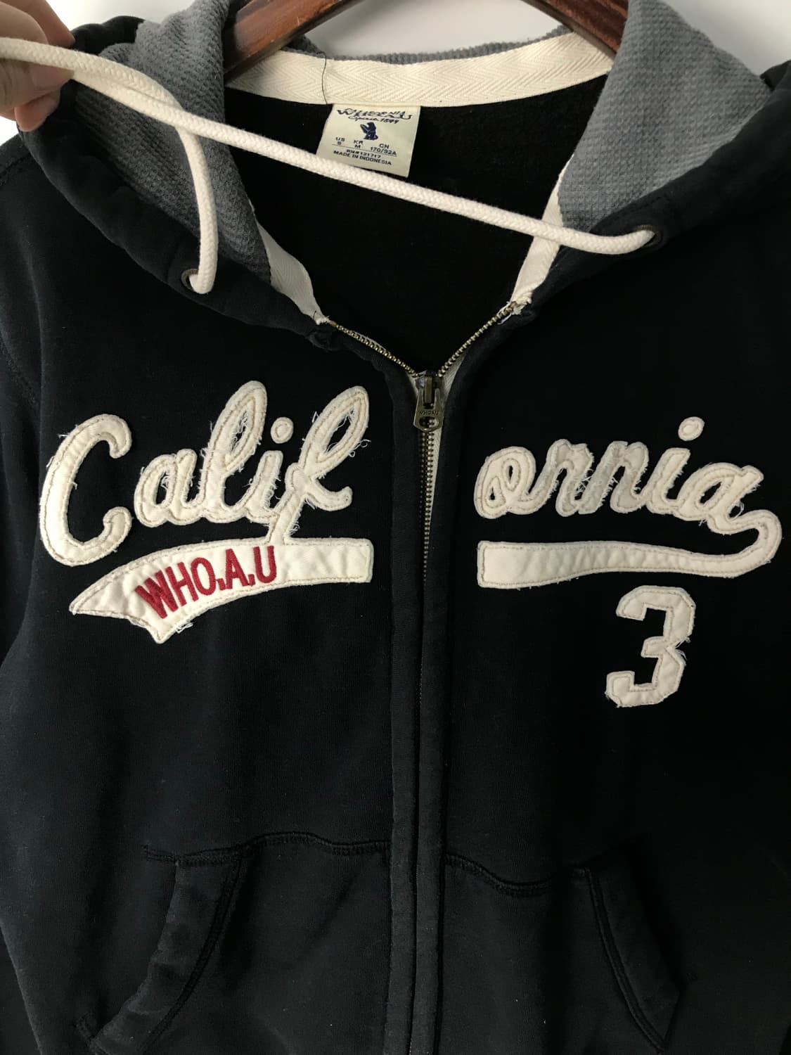 후아유 y2k 와투케 블랙 후드집업 상품이미지4