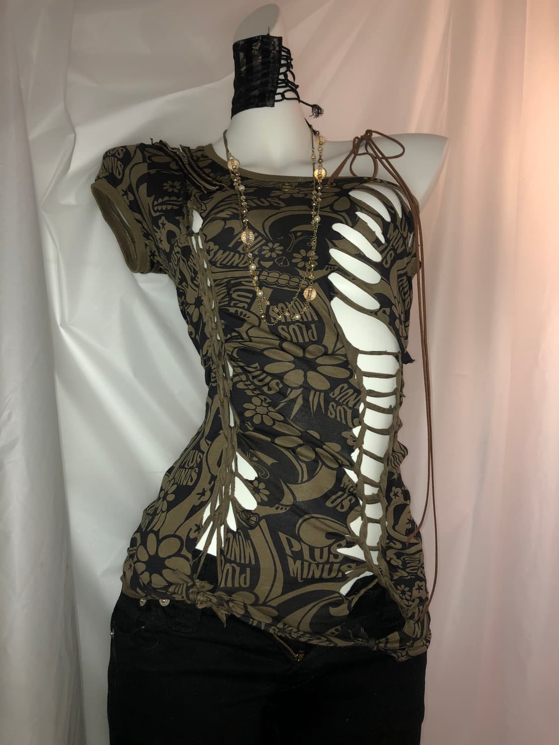 Y2K brown cutting top 상품이미지1