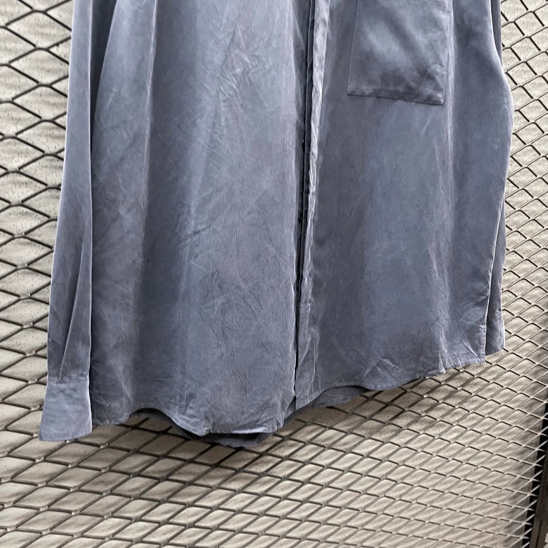 KR VINTAGE 스웨이드 셔츠 원포켓 히든버튼 디테일 블루 상품이미지5