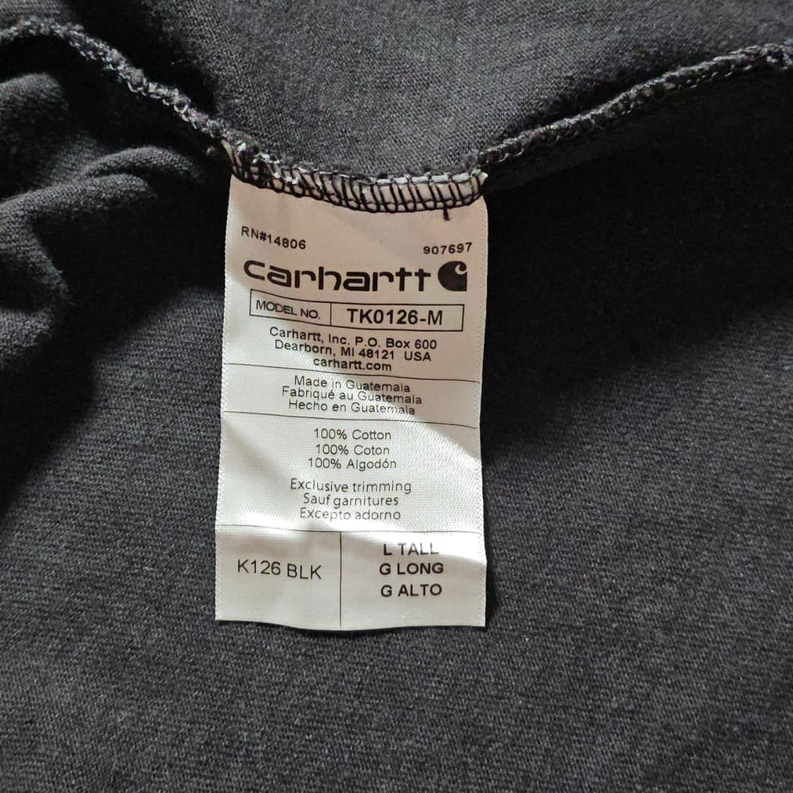 Carhartt 칼하트 블랙 원포켓 롱슬리브  상품이미지5