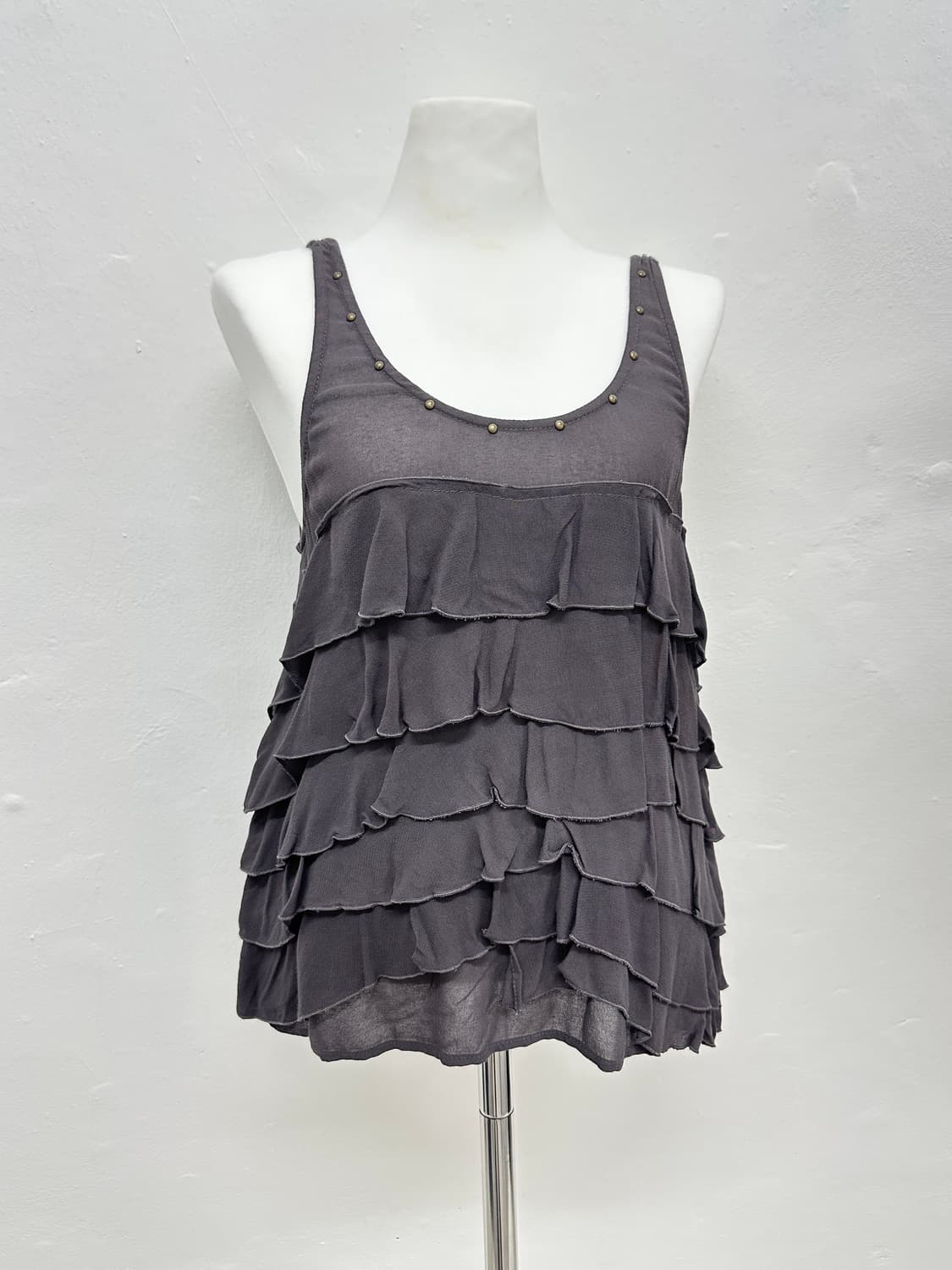 Vintage Layered Pleats stud point Tank t 상품이미지2