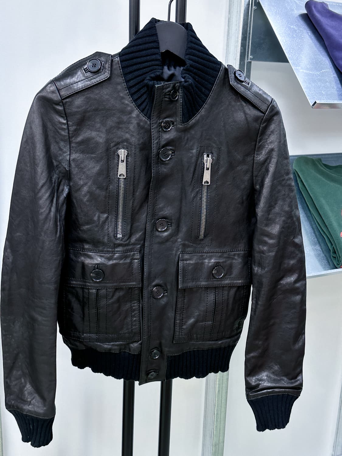 black pocket leather jacket 상품이미지1