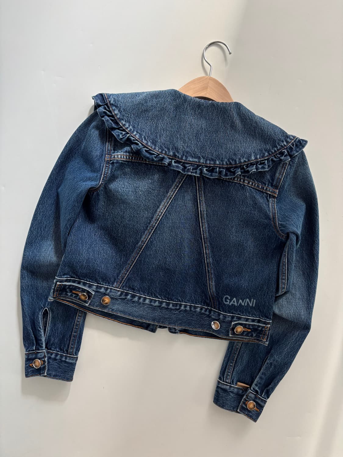 GANNI 가니 데님 숏 카라 더플 자켓 상품이미지8