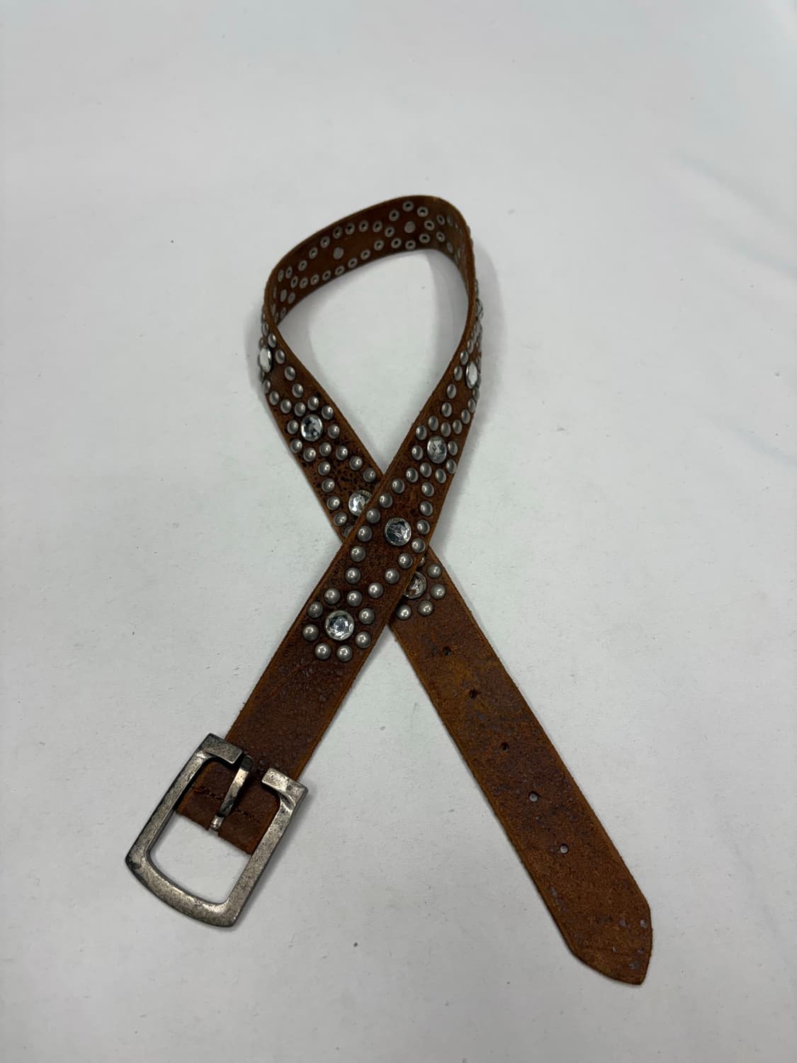빈티지 브라운 레더 웨스턴 스터드 벨트 상품이미지3