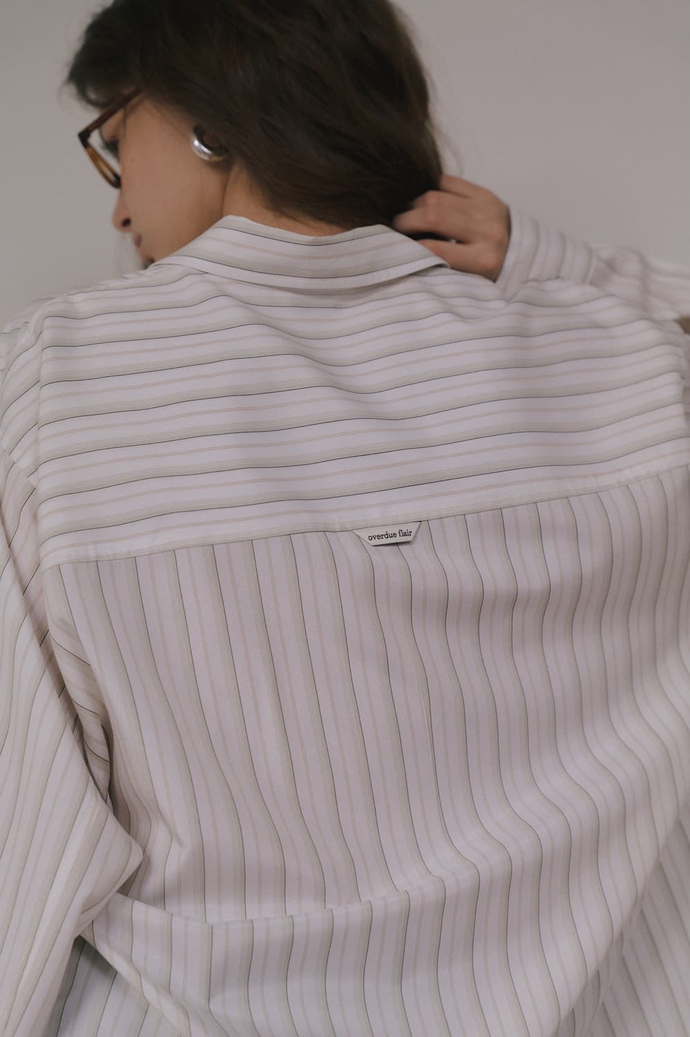 오버듀플레어 코튼 오버사이즈 셔츠 아이보리 스트라이프 상품이미지7