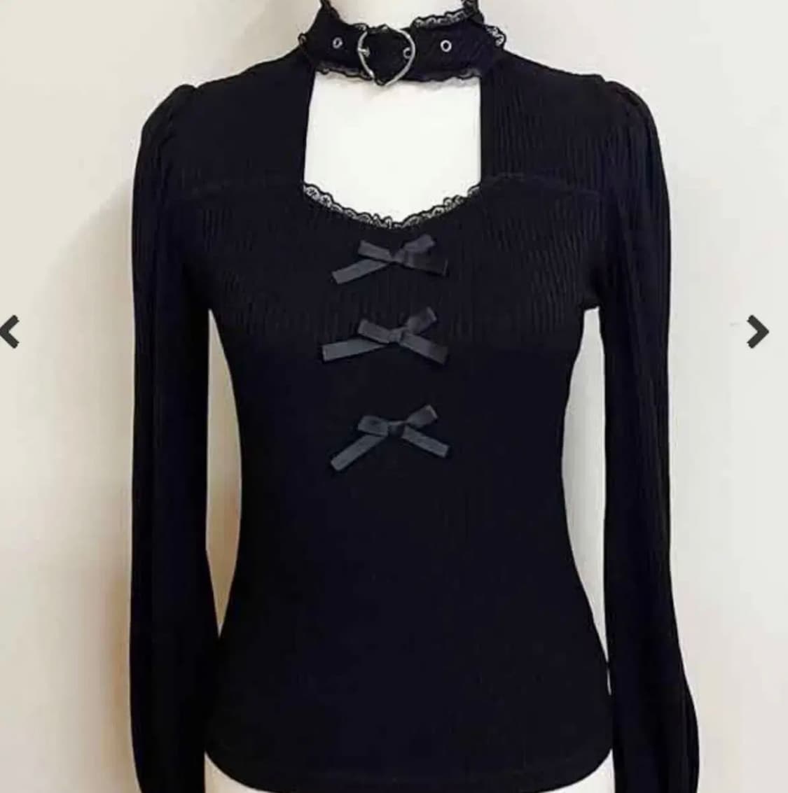 마즈 하트 초커 긴팔 니트 블랙 상품이미지1