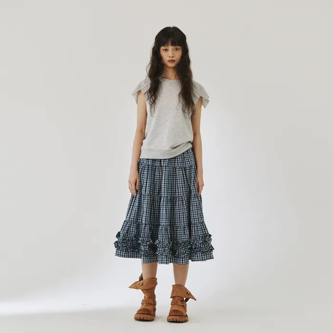 플리즈프로젝트 Middle Frill skirt blue 상품이미지2