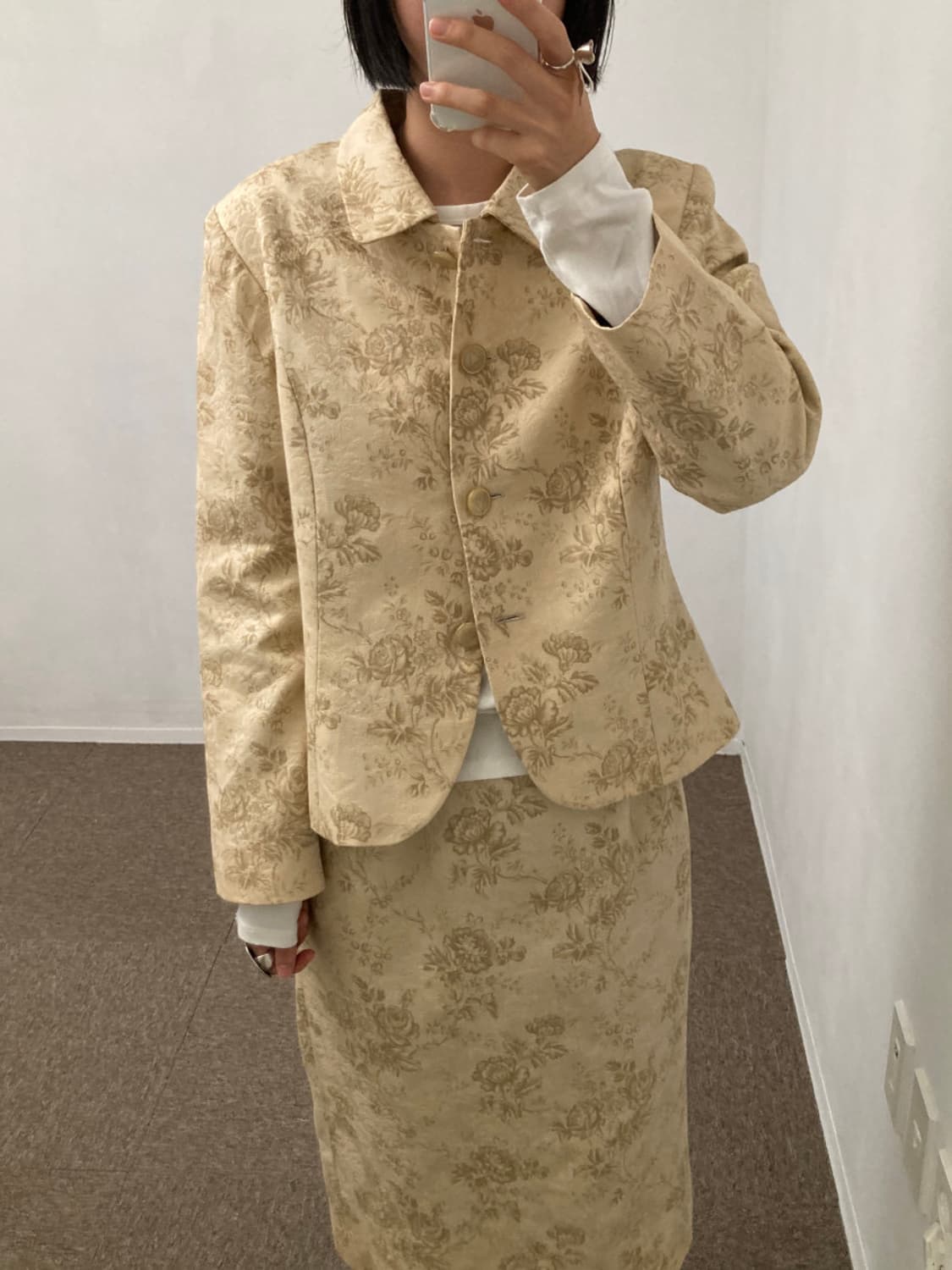 빈티지 앤틱 플라워 패턴 스커트 셋업 상품이미지2