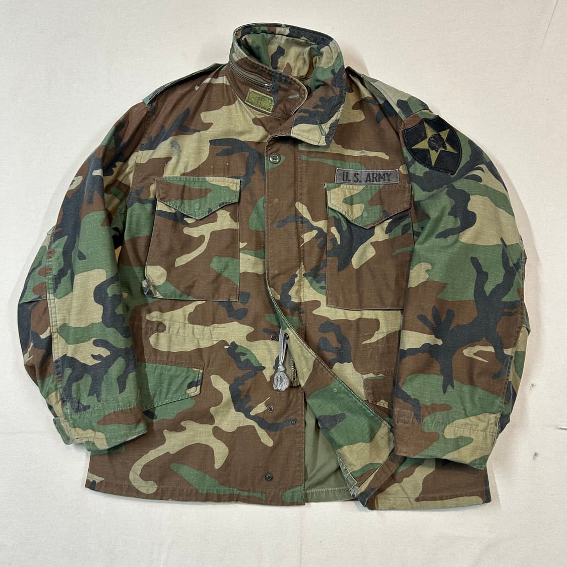 USA 밀리터리 80s M65 필드자켓 우드랜드 카모 미디움 숏 상품이미지1