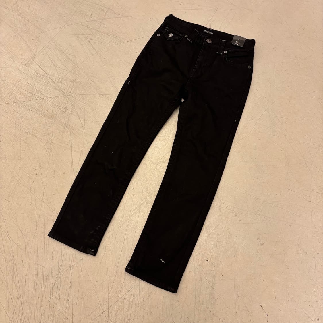 트루릴리전 로우 싯 블랙 데님 팬츠 상품이미지3