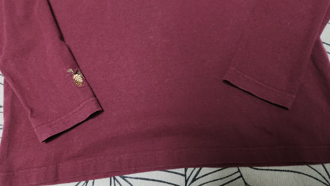 노스페이스 레더 패치 긴팔 버건디 티셔츠 100사이즈 상품이미지3