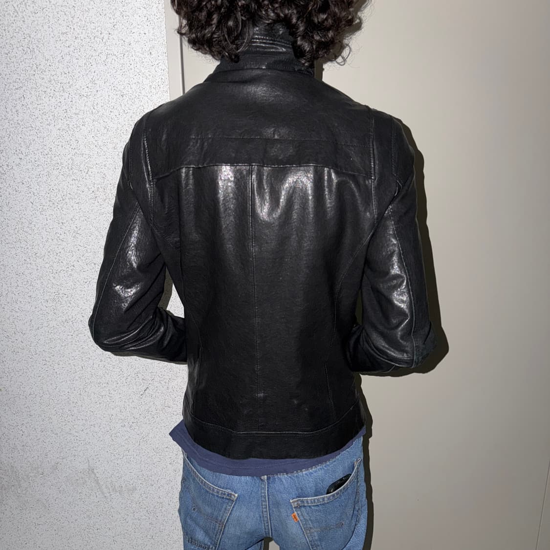 하이넥 슬림 레더 자켓 상품이미지3